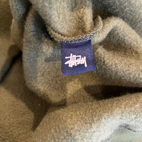 Stussy Y2K Vintage Logo Sweatshirt Crewneck Olive Green Metallic Gold Mens Large - Picture 10 of 12